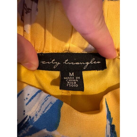 City Triangles Women’s Yellow Floral Maxi Skirt Medium Elastic Waist Lined - Picture 4 of 9